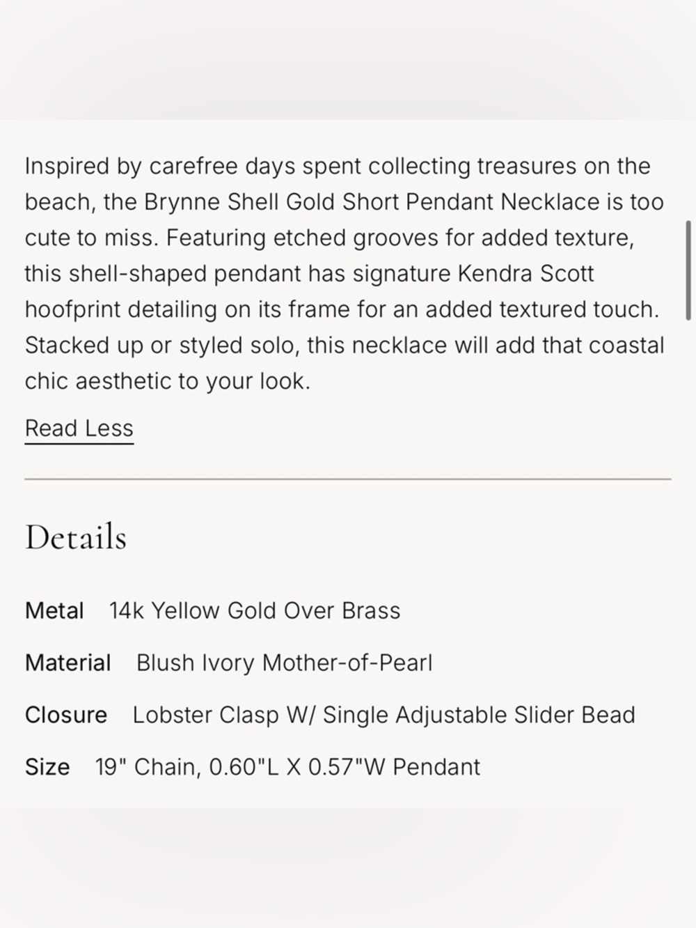 Kendra Scott Brynne Shell Gold Short Pendant
Necklace NWOT - Picture 3 of 5